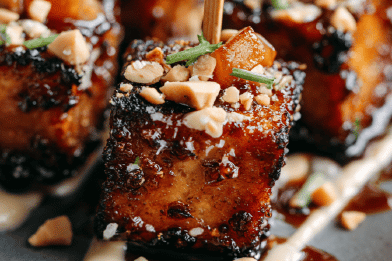 Sticky Tofu Bites Ginger Peanut