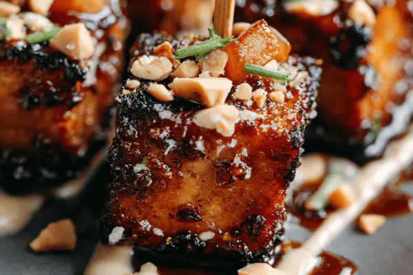 Sticky Tofu Bites Ginger Peanut