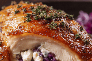 Stuffed Chicken with Goat Cheese & Red Cabbage