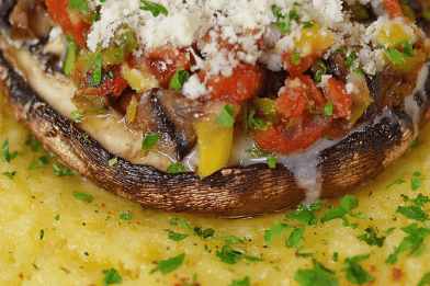 Stuffed Portabella Mushrooms with Polenta