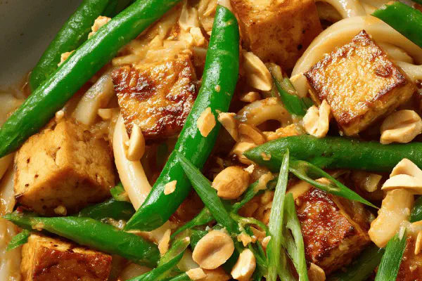 Tofu Udon with Green Beans