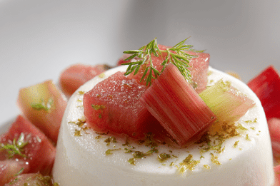 Vanilla Panna Cotta Rhubarb Compote