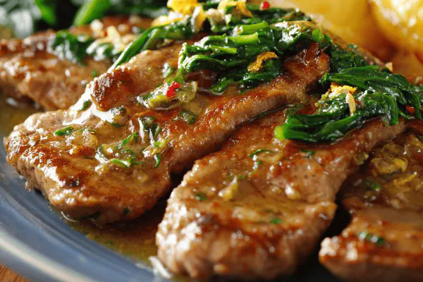 Veal Escalopes Marsala Spinach