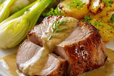 Veal Mustard Leeks Roast