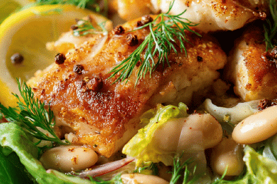 Warm Haddock White Bean Salad
